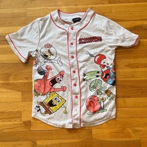 SpongeBob SquarePants Kids White and Red Button Down Shirt